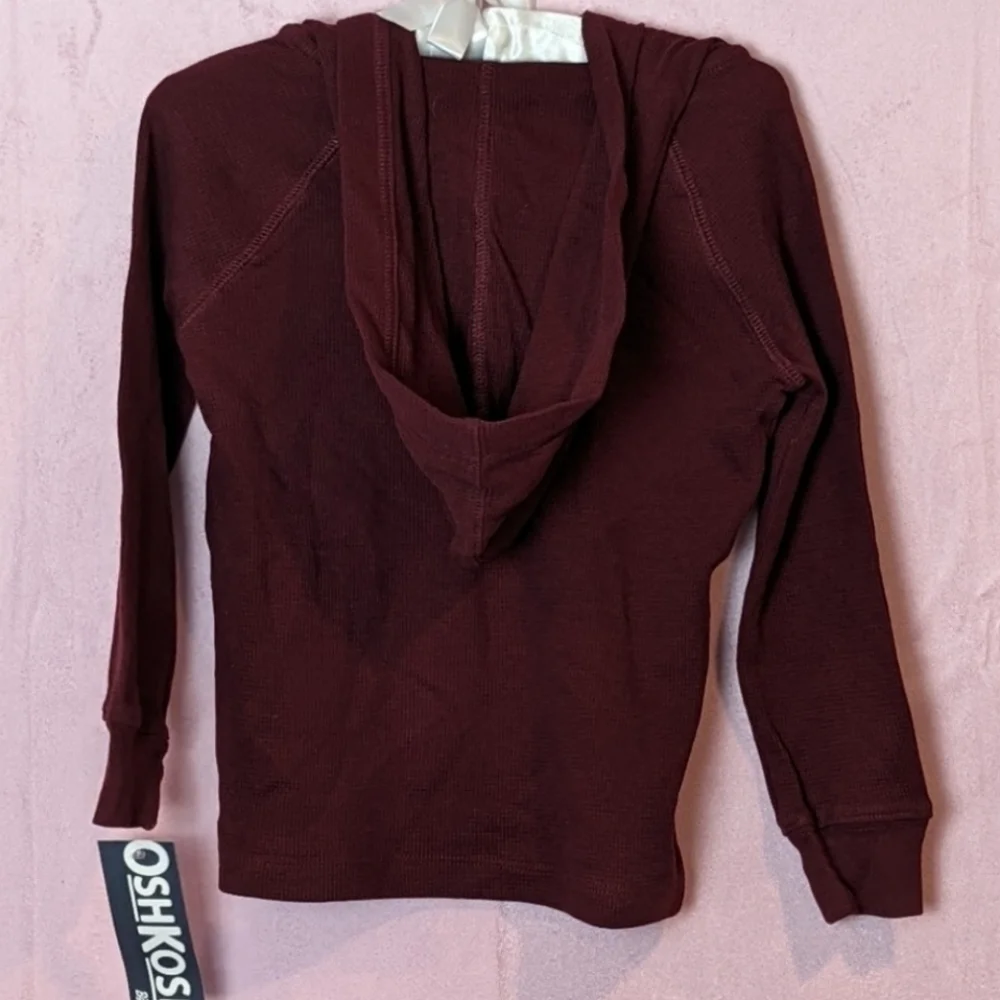 OshKosh B'Gosh Maroon Waffle Knit Long Sleeve Pullover Hoodie size 4T